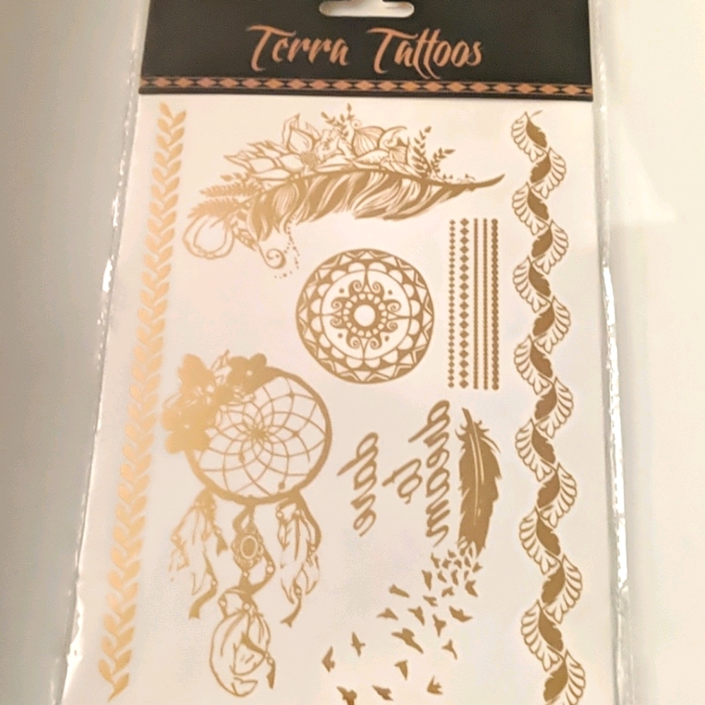 NWT Terra Tattoos Metallic Temporary Body Tattoos